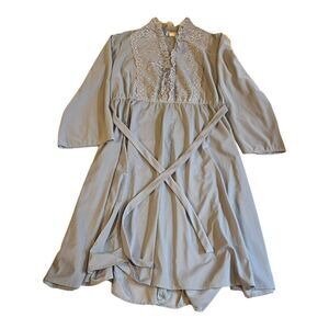 Jane Baar New York vintage 1980s Lavander Gray Lace ruffle tie midi dress 22W LG